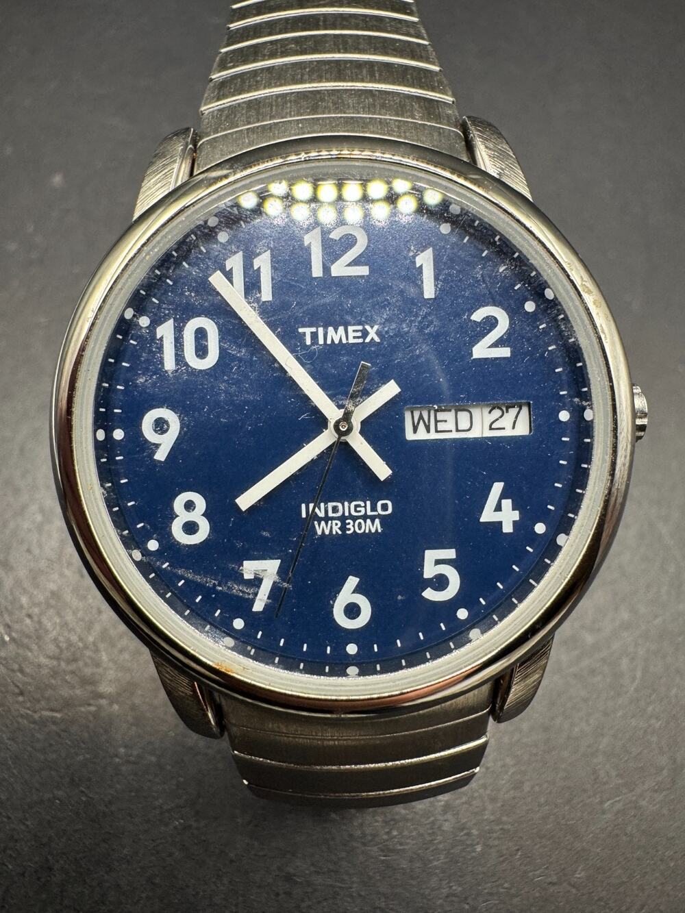 Timex Stainless Steel Easy Reader Day/Date Watch 35mm Stretch Band Working